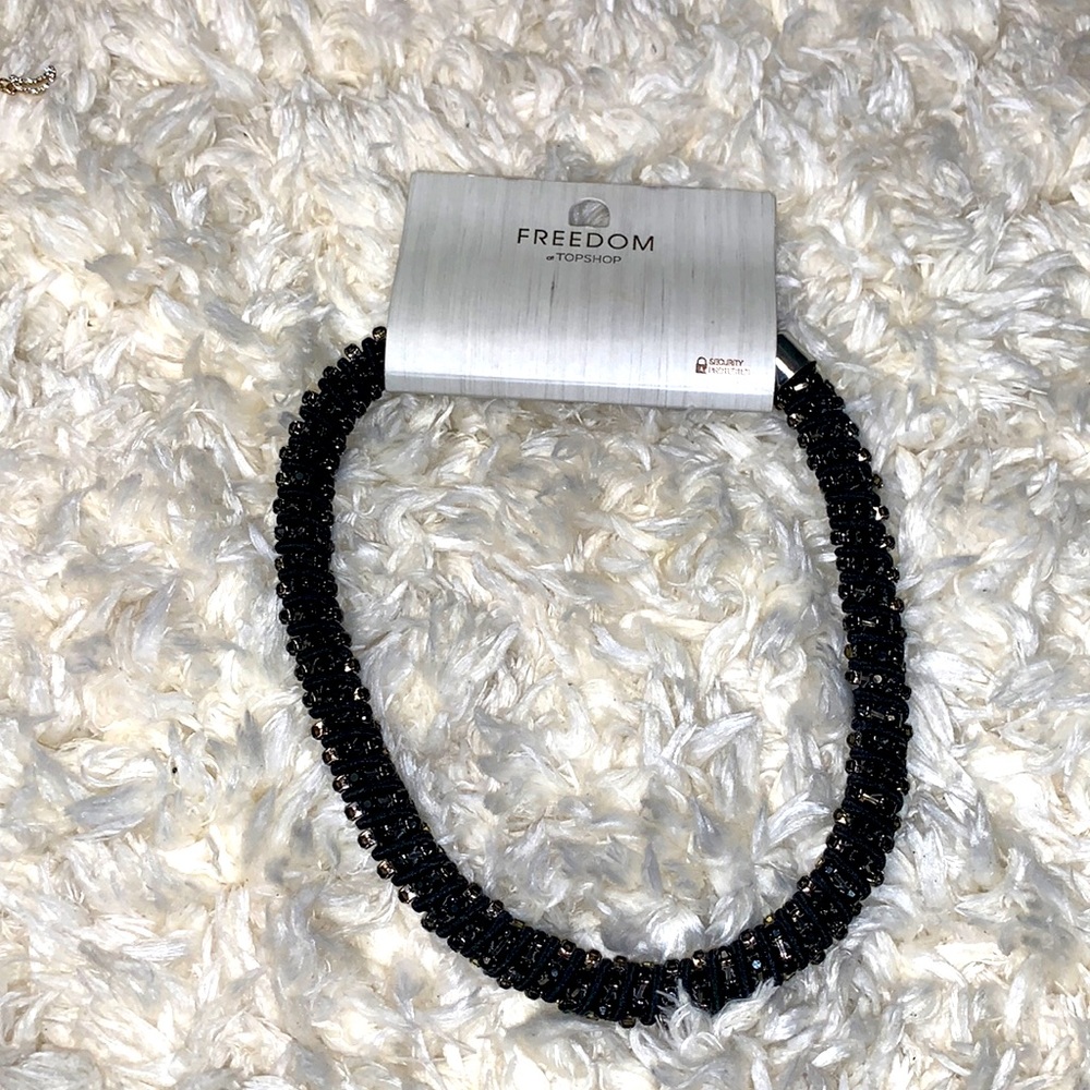 New Freedom Top Shop Black choker necklace with black rhinestones subtle bling